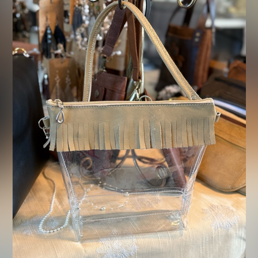 New Clear Bag with Leather Fringe Trim